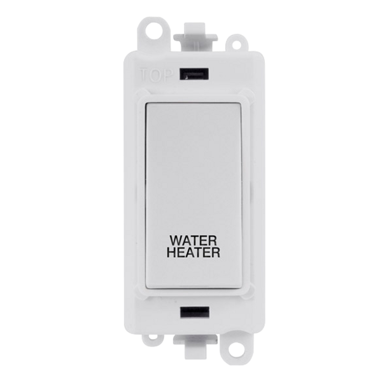 Click GridPro 20A DP Switch Module Polar White Engraved 'Water Heater'