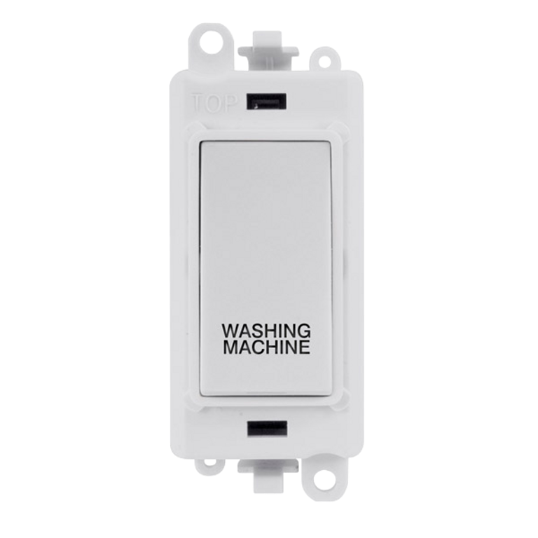 Click GridPro 20A DP Switch Module Polar White Engraved 'Washing Machine'