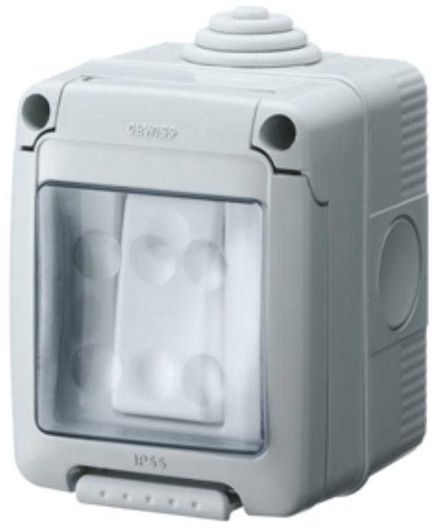 Gewiss 16A 1 Gang 1 Way SP Switch Weatherproof IP55 Grey