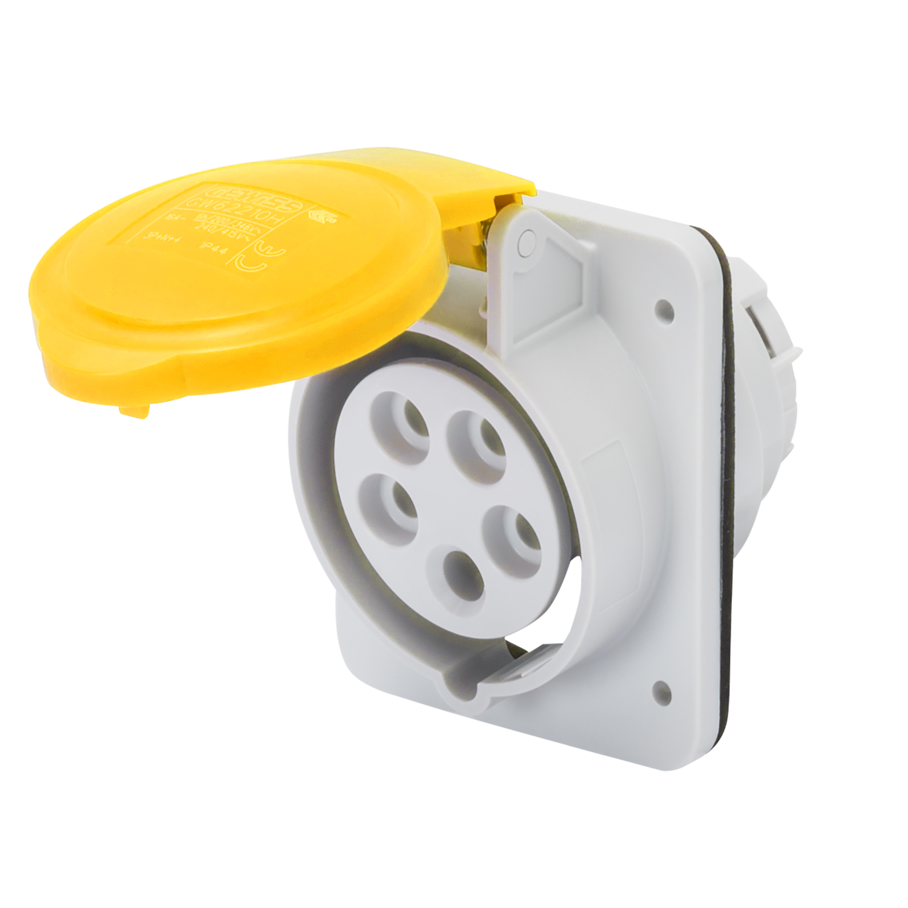 Gewiss 16A 2P+E 110V 10 Degree Yellow Panel Socket IP44