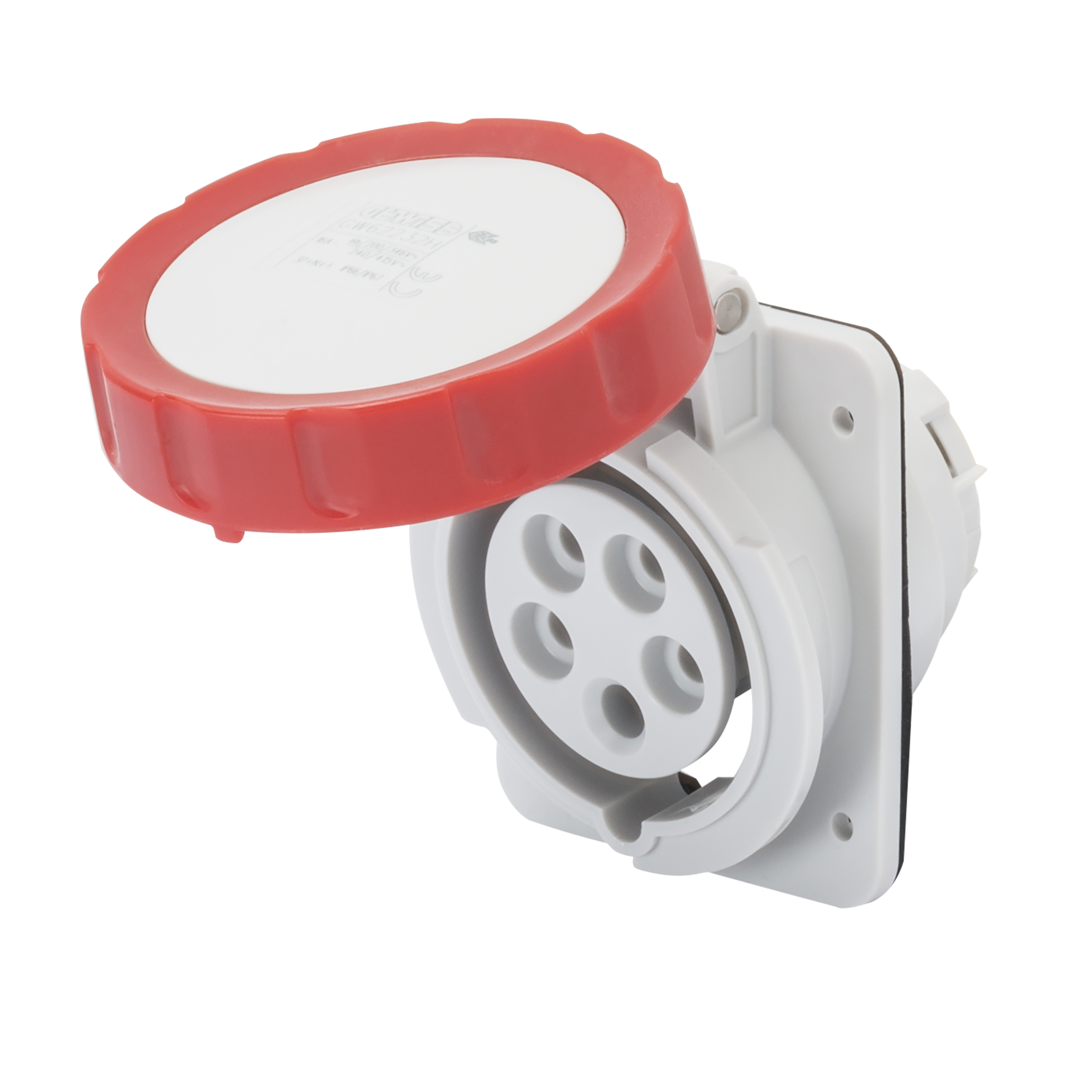 Gewiss 32A 3P+N+E 415V Red Angled Flush Mounted Socket