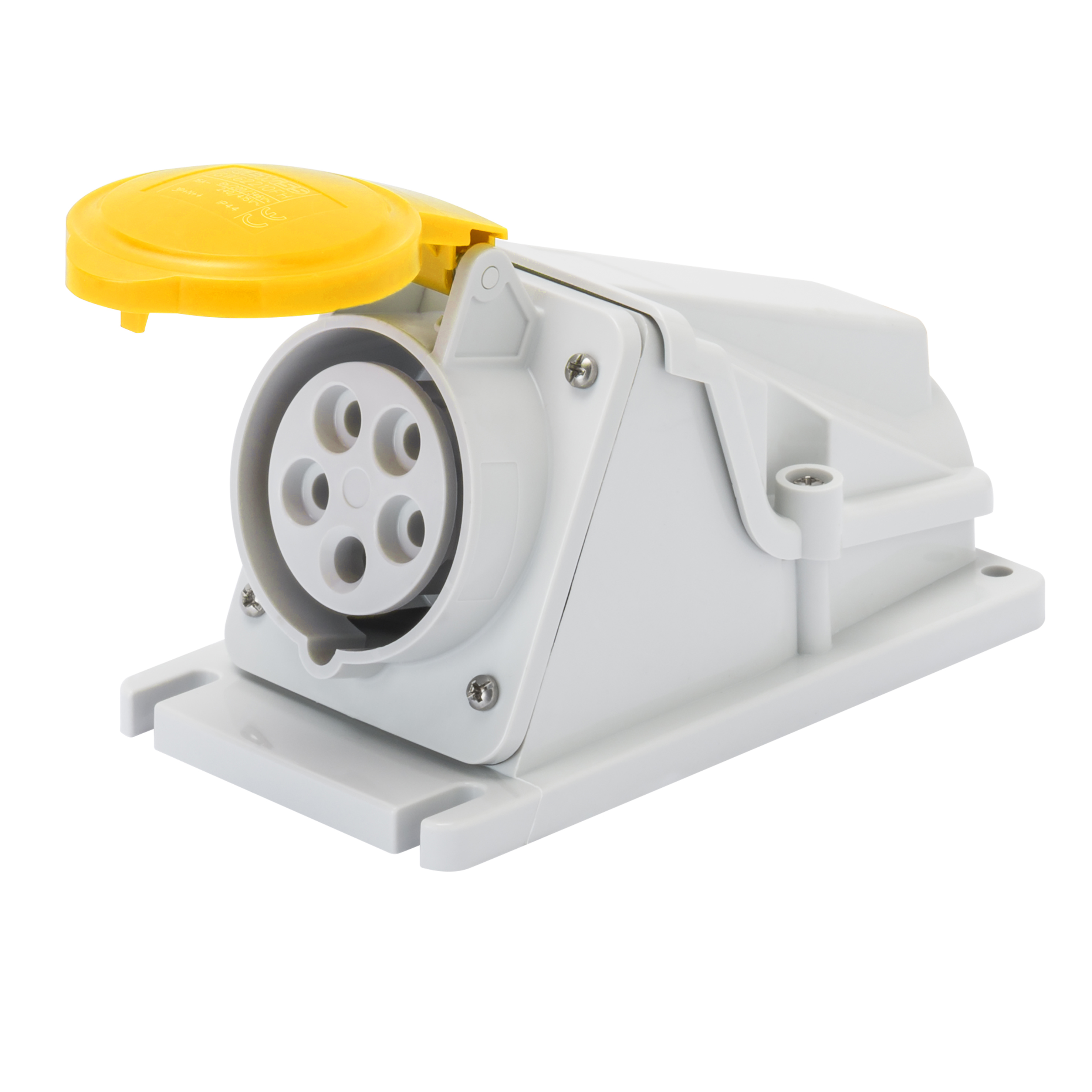 Gewiss 32A 2P+E 110V Yellow Angled Socket IP44