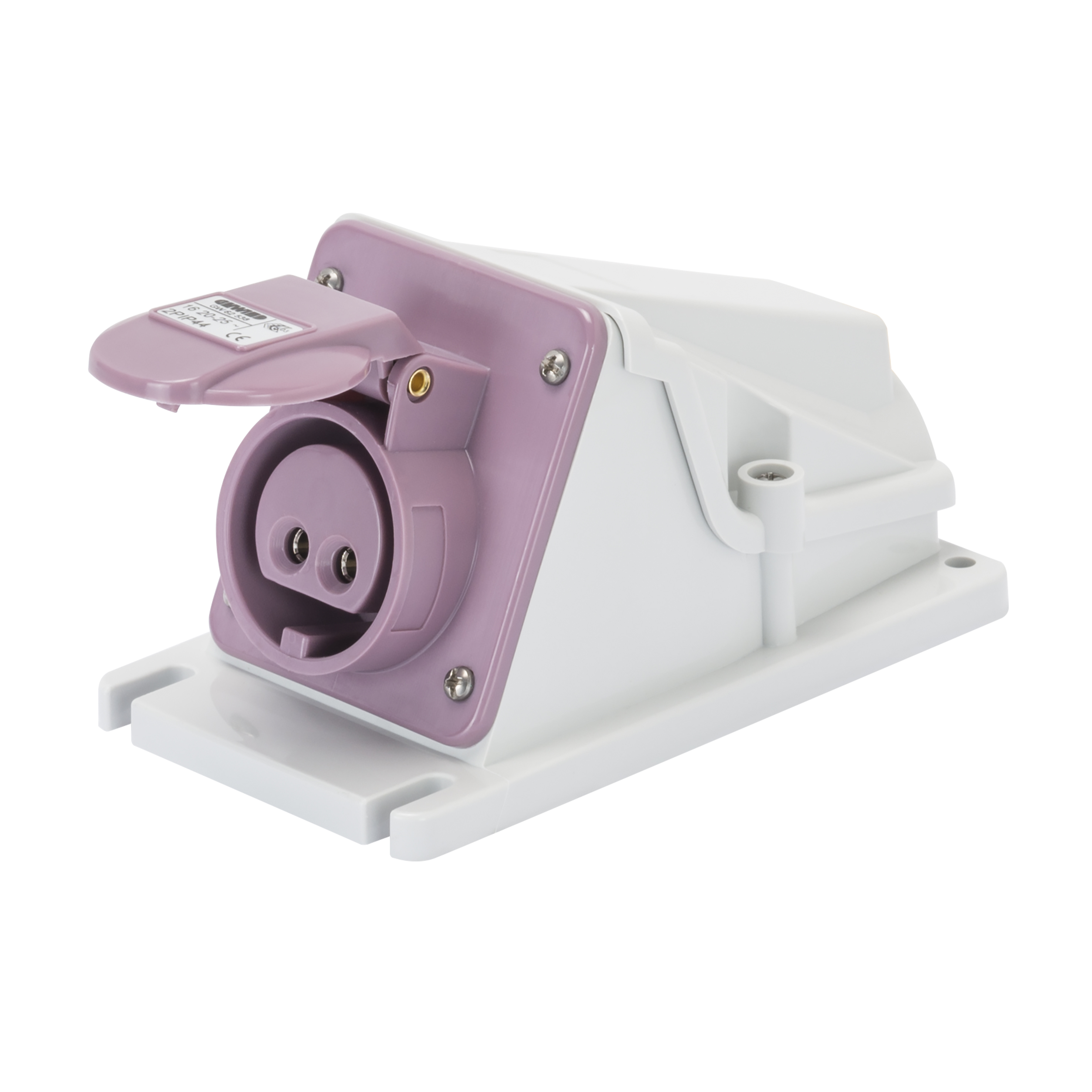 Gewiss 16A 2P+E 24V Violet Angled Socket IP44
