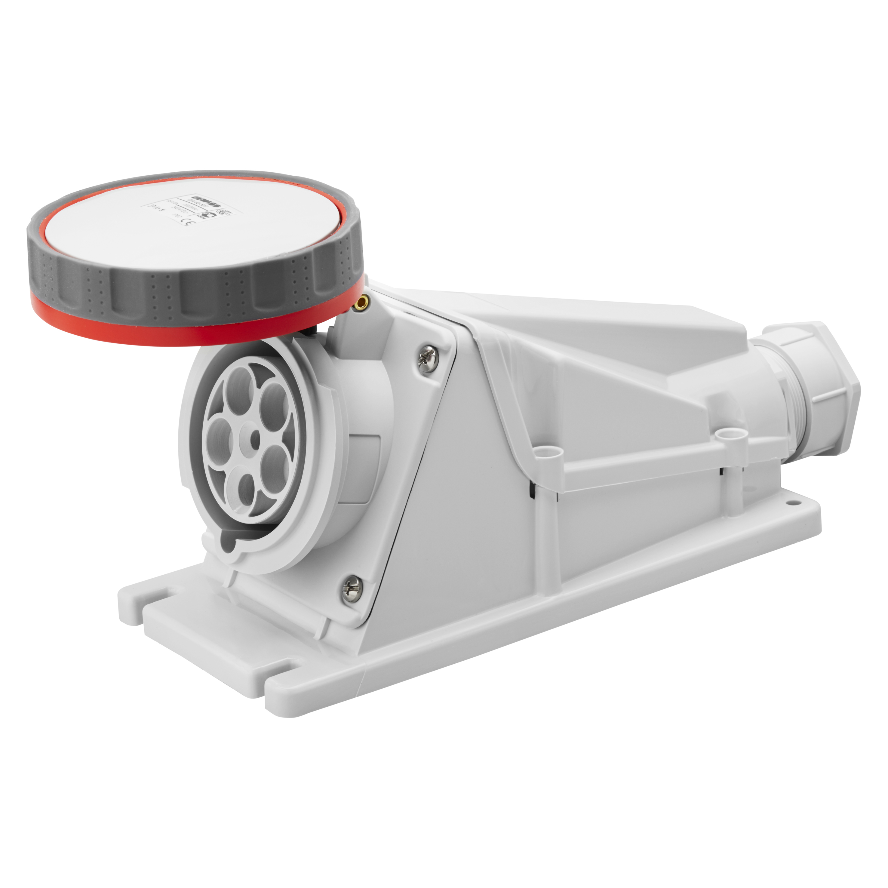 Gewiss 63A 3P+E 415V Red Angled Socket IP67