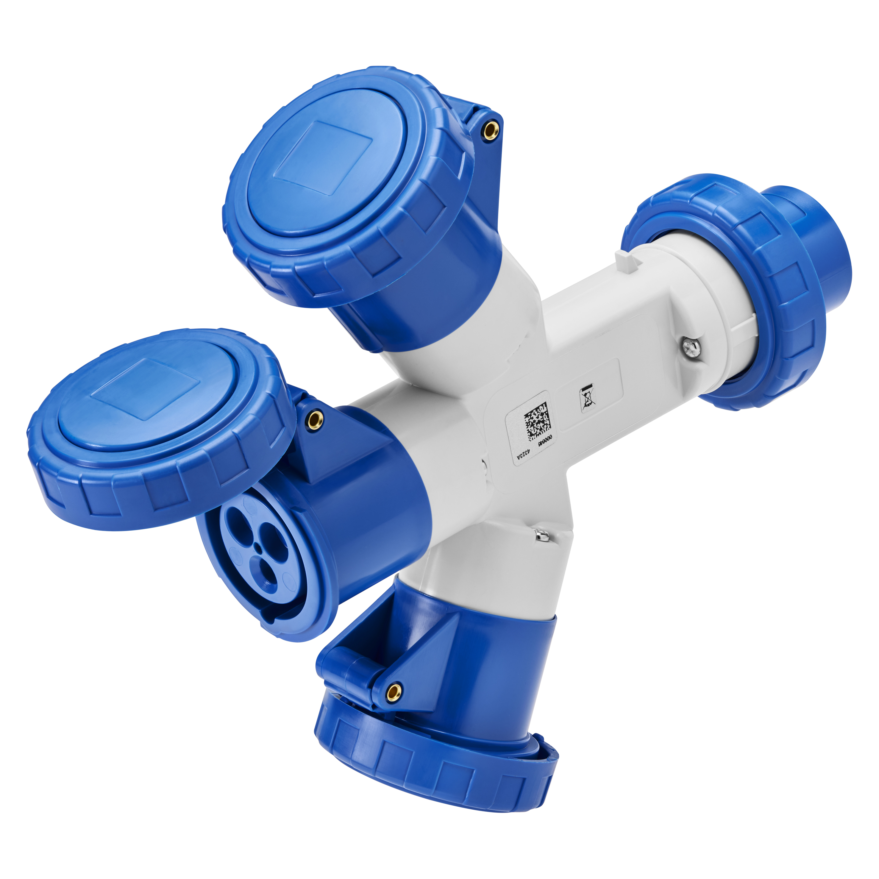 Gewiss 16A 2P+E 230V Blue 3 Way Socket Coupler IP67