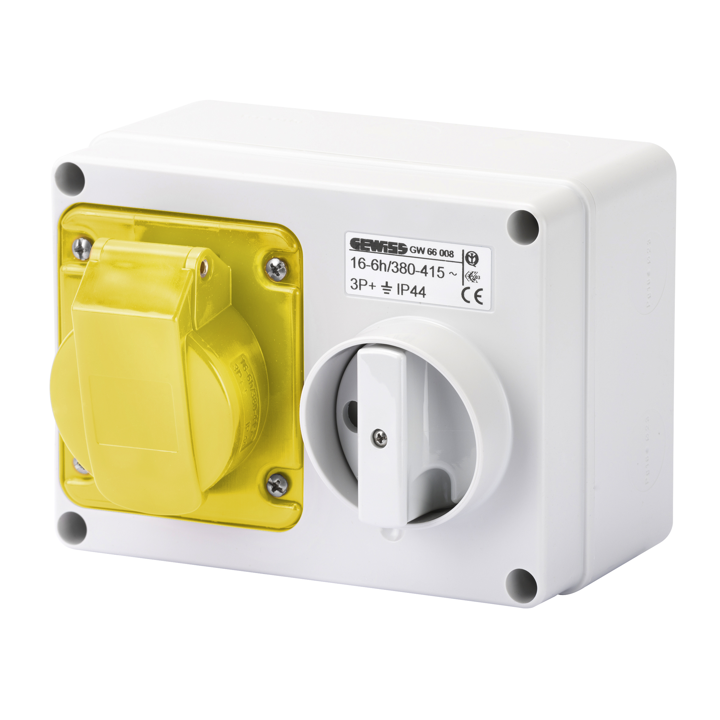 Gewiss 16A 2P+E 110V Yellow Interlocked Socket IP44
