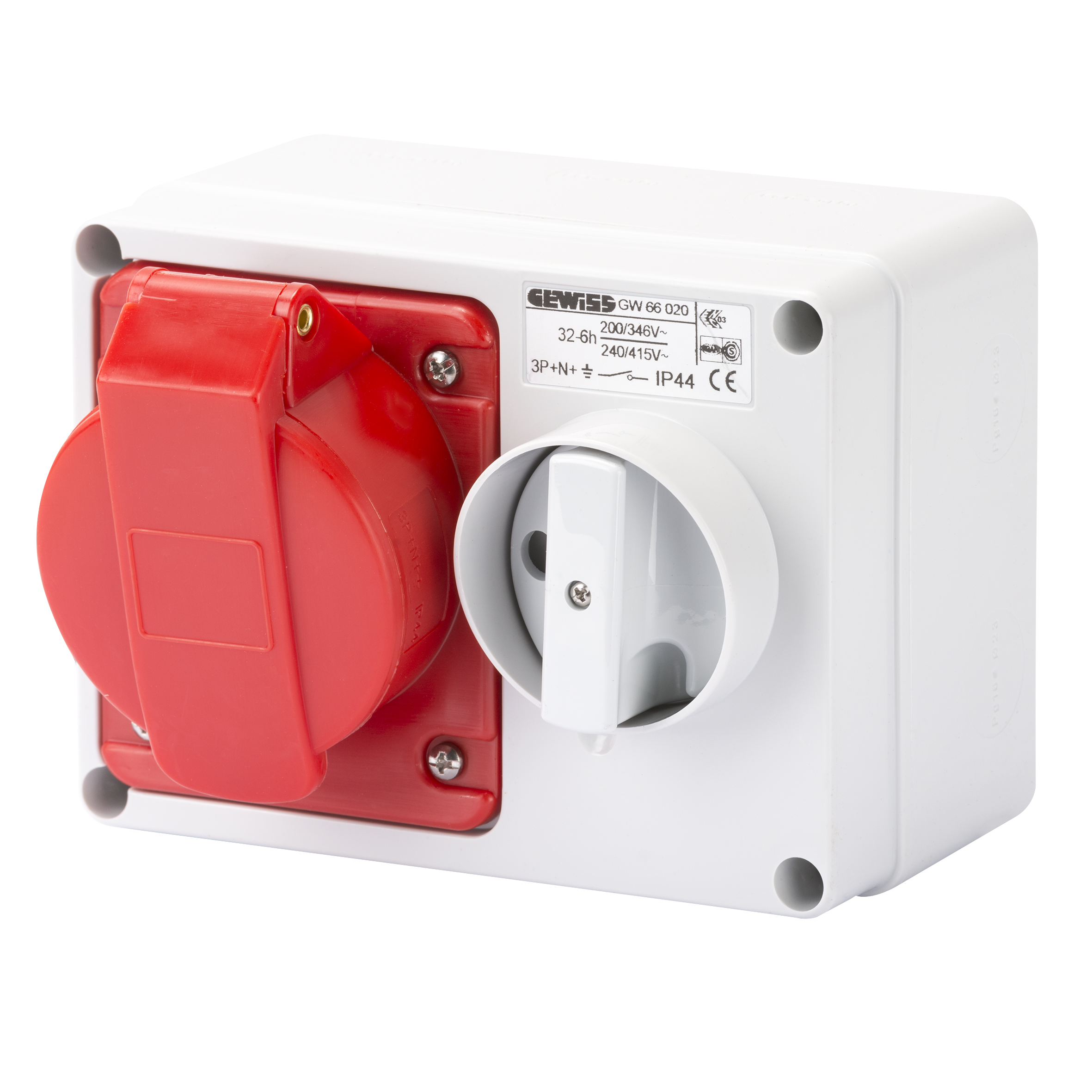 Gewiss 32A 3P+E 415V Red Interlocked Socket IP44