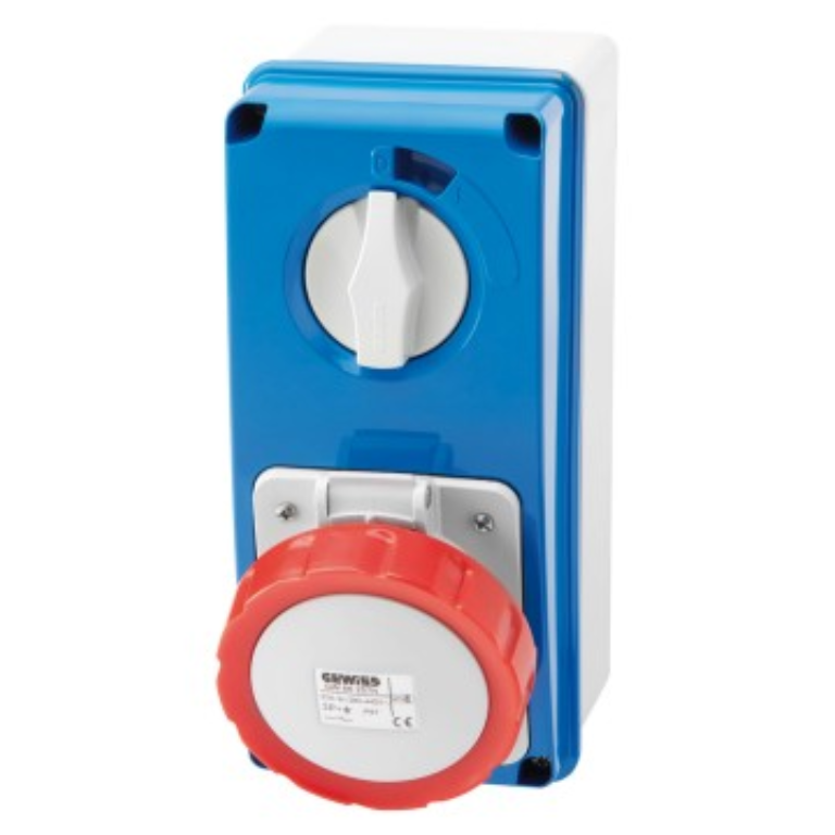 Gewiss 16A 3P+N+E 415V Red Vertical Interlock Socket IP67