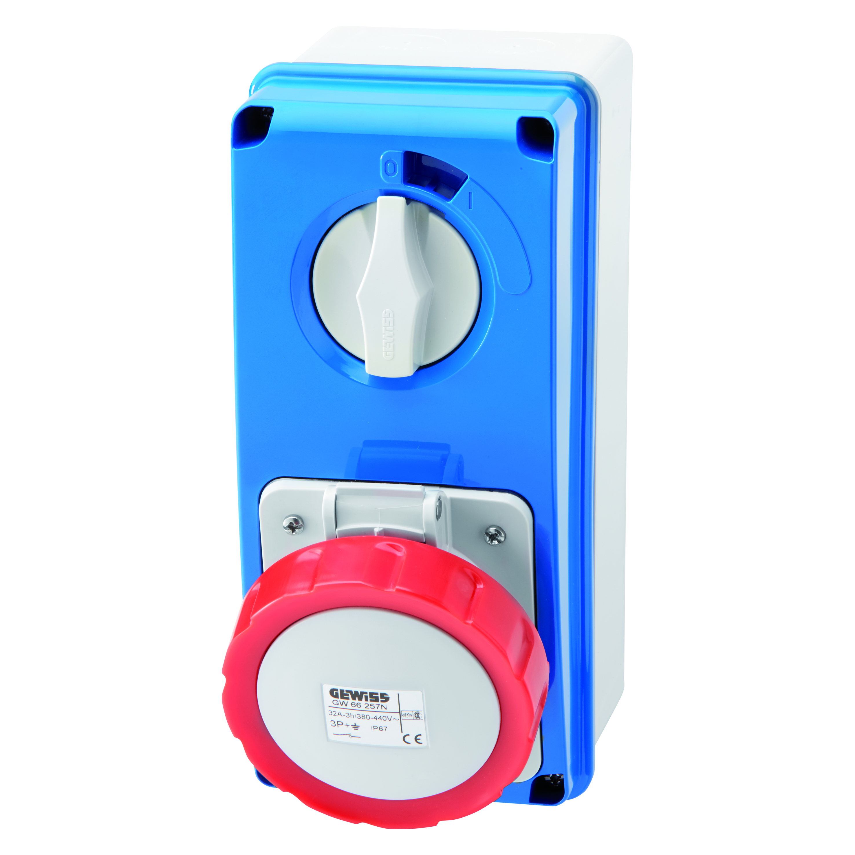 Gewiss 32A 3P+E 415V Red Vertical Interlock Socket IP67