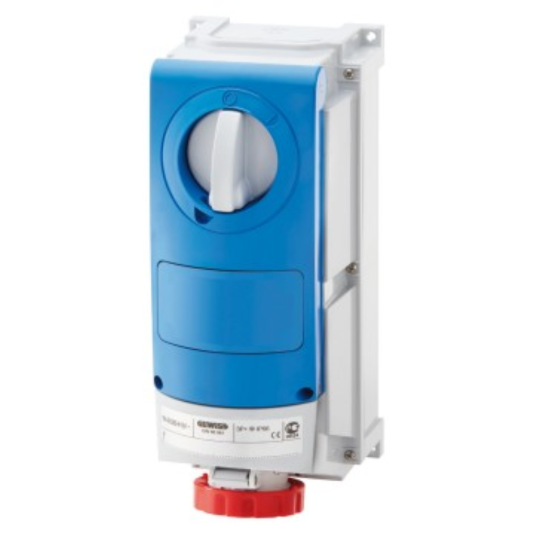 Gewiss 63A 3P+N+E 415V Red Interlocked Socket IP66