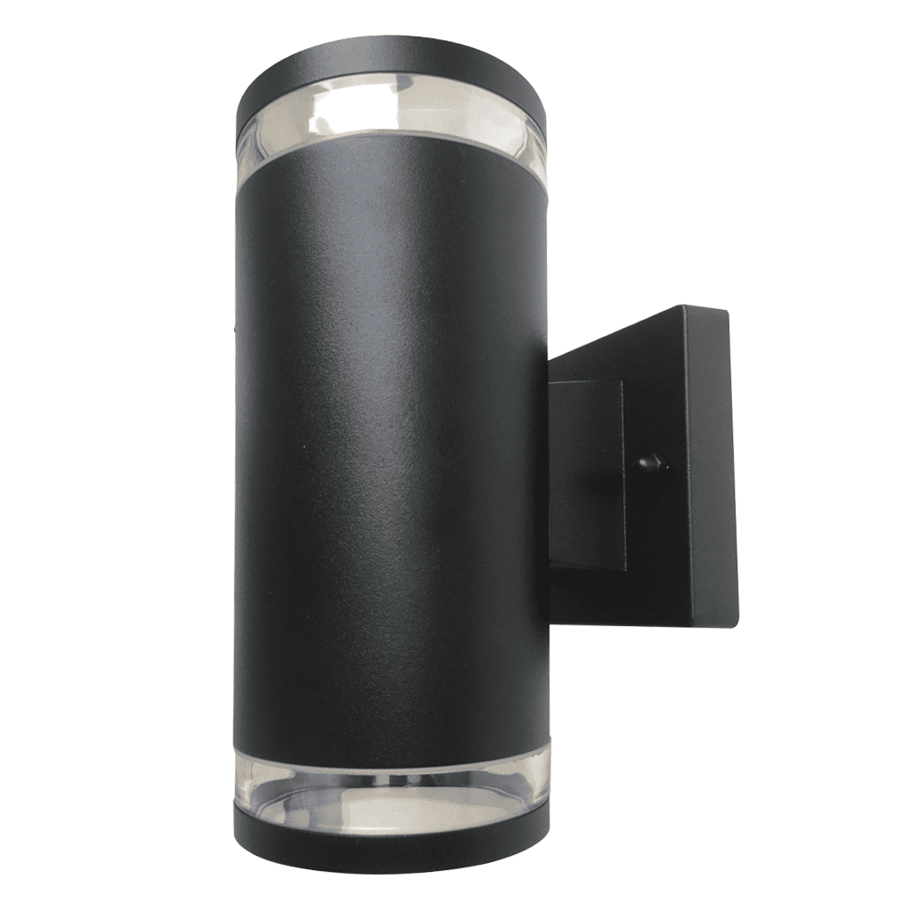 Hispec Coral 2x35W GU10 IP44 Fixed Up/Down Wall Light Black LARGE (Lamp not Included)