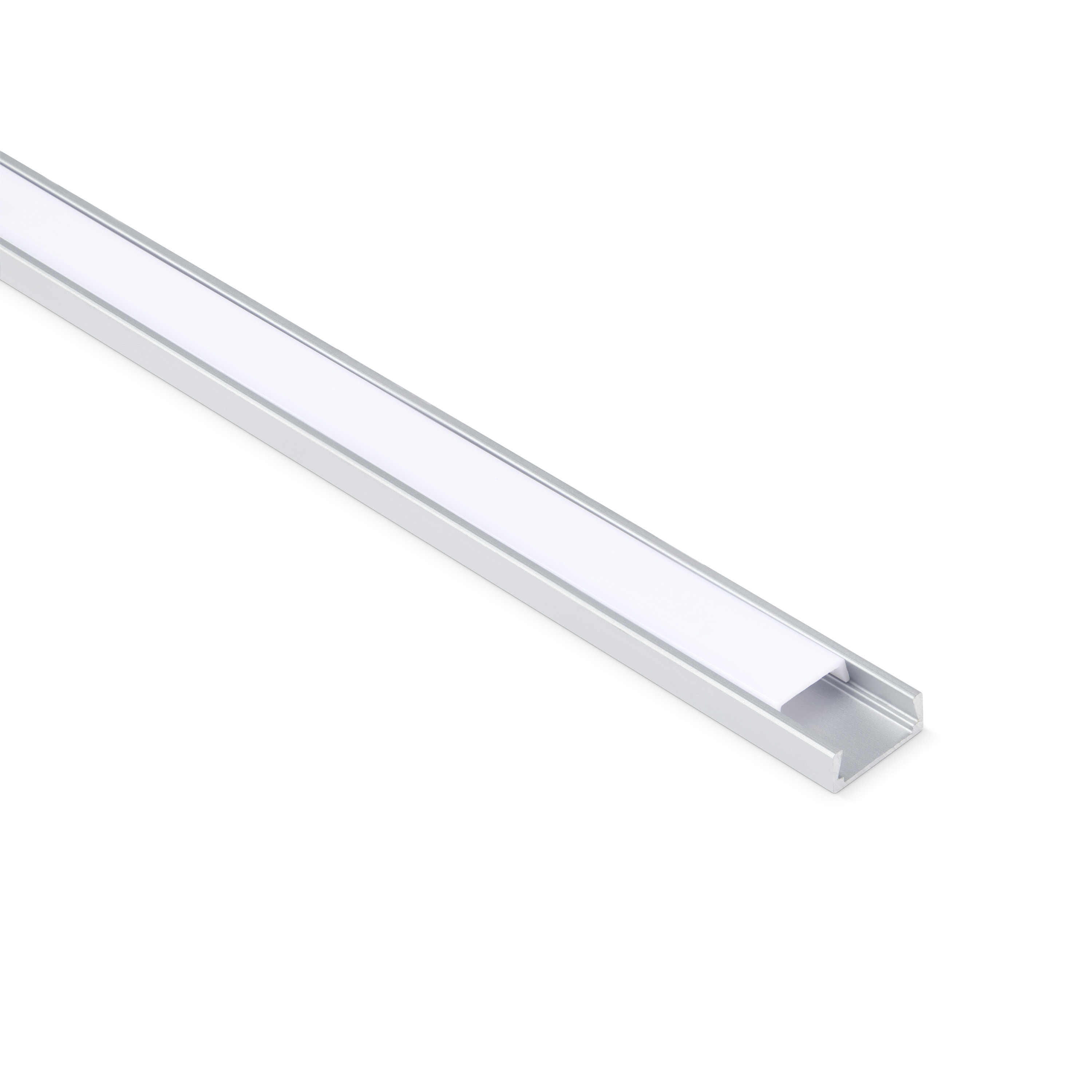 JCC Slimline Aluminium Surface Mounted Profile with Opal Diffuser (2m Length)