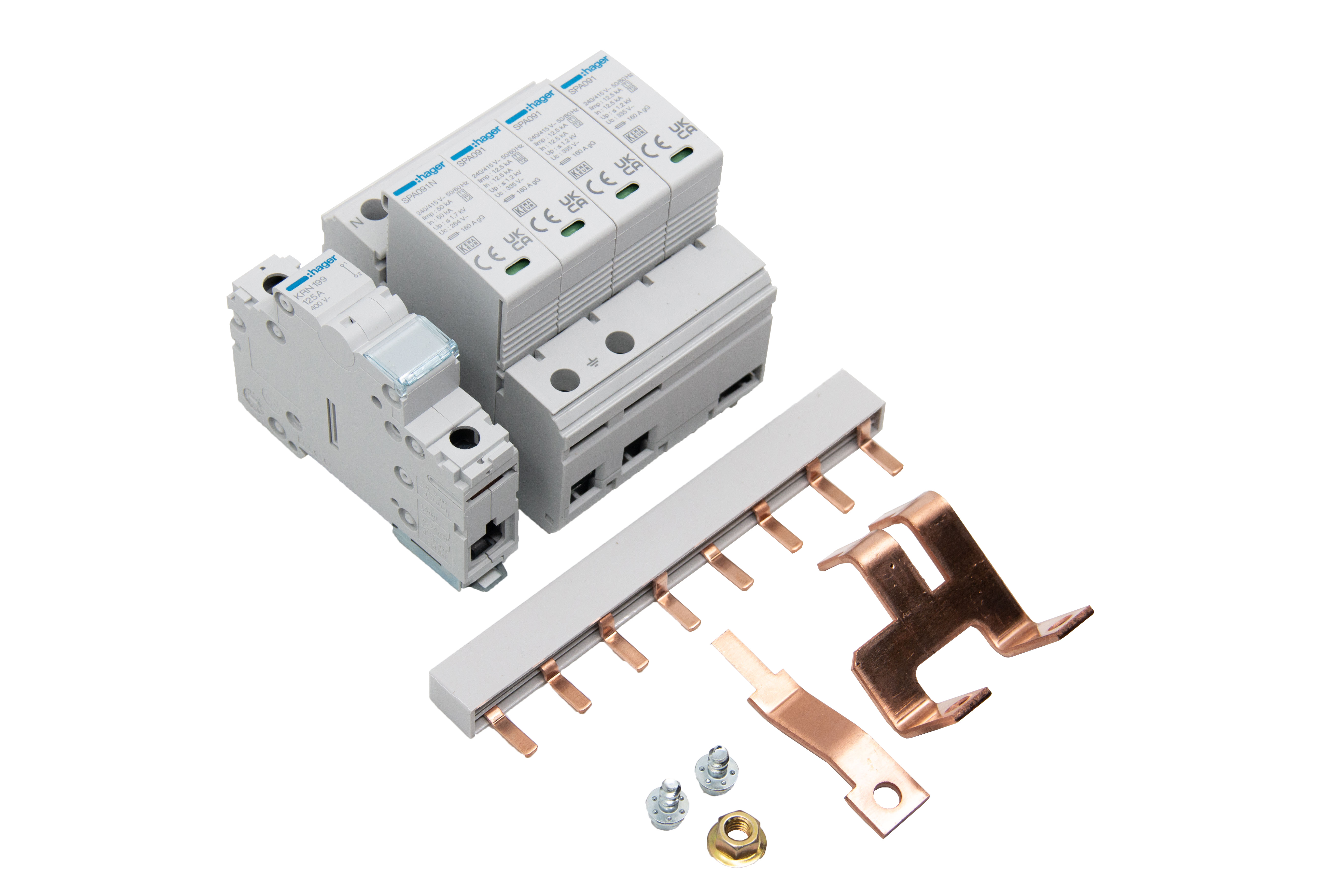 Hager 125A Type 1 & 2 Surge Protection Kit
