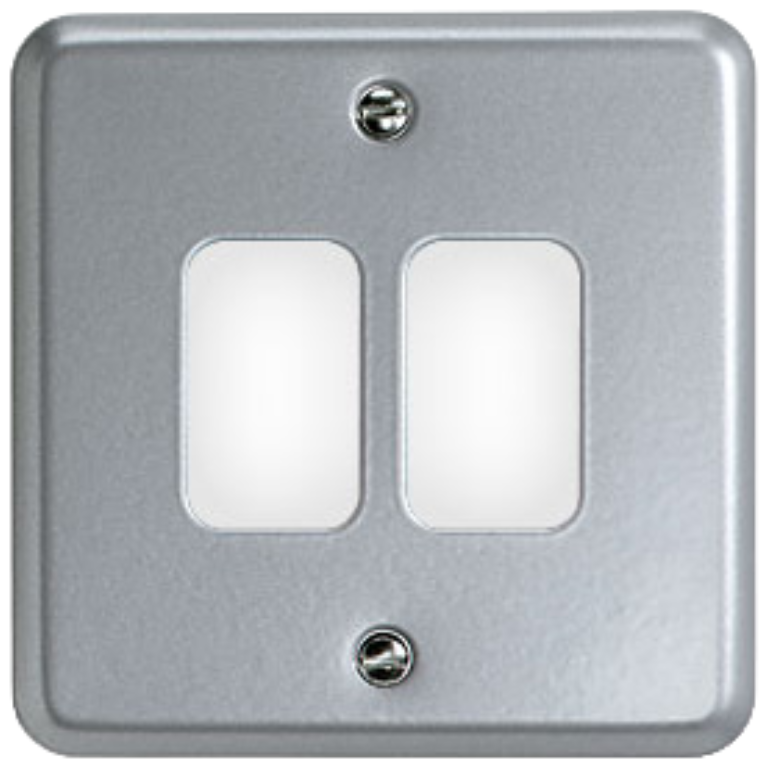 MK Grid 2 Gang Grid Front Plate Metal