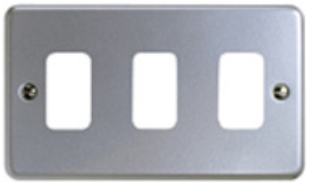 MK Grid 3 Gang Grid Front Plate Metal