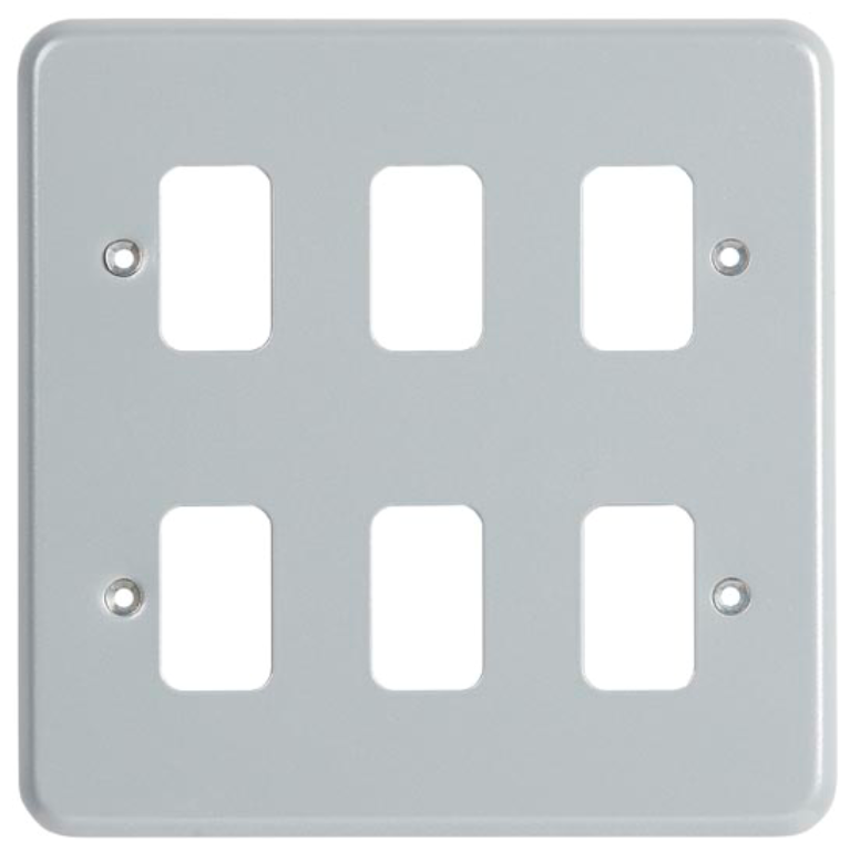 MK Grid 6 Gang Grid Front Plate Metal