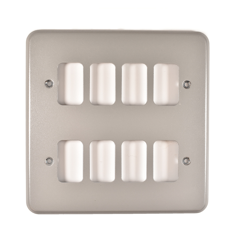 MK Grid 8 Gang Grid Front Plate Metal