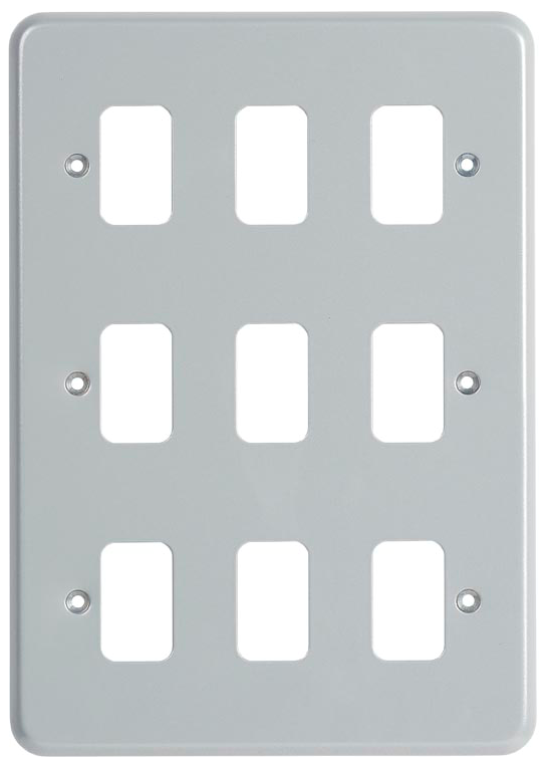 MK Grid 9 Gang Grid Front Plate Metal