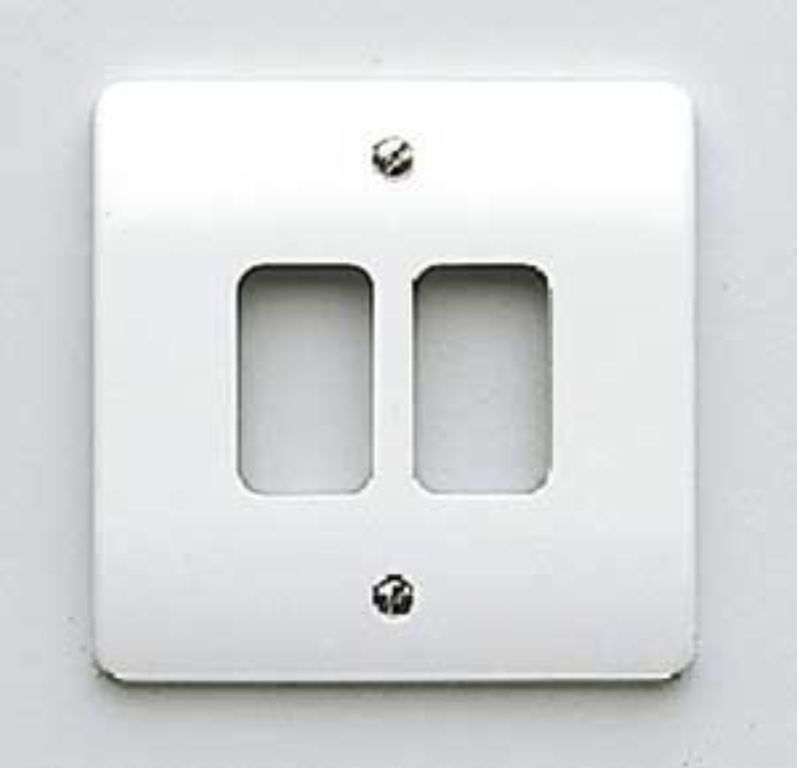 MK Grid 2 Gang Grid Front Plate White