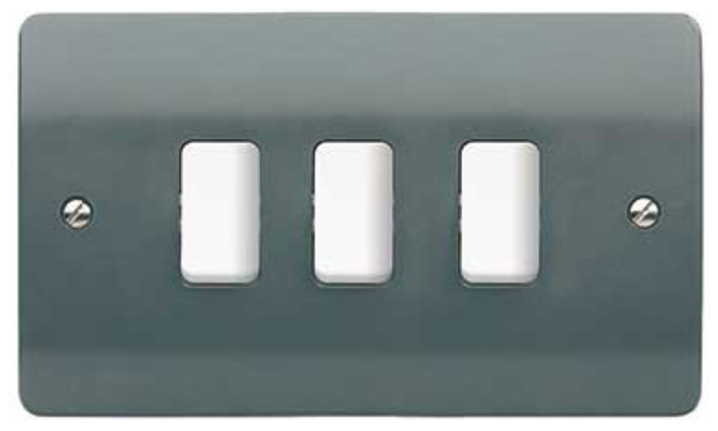 MK Grid 3 Gang Grid Front Plate Graphite