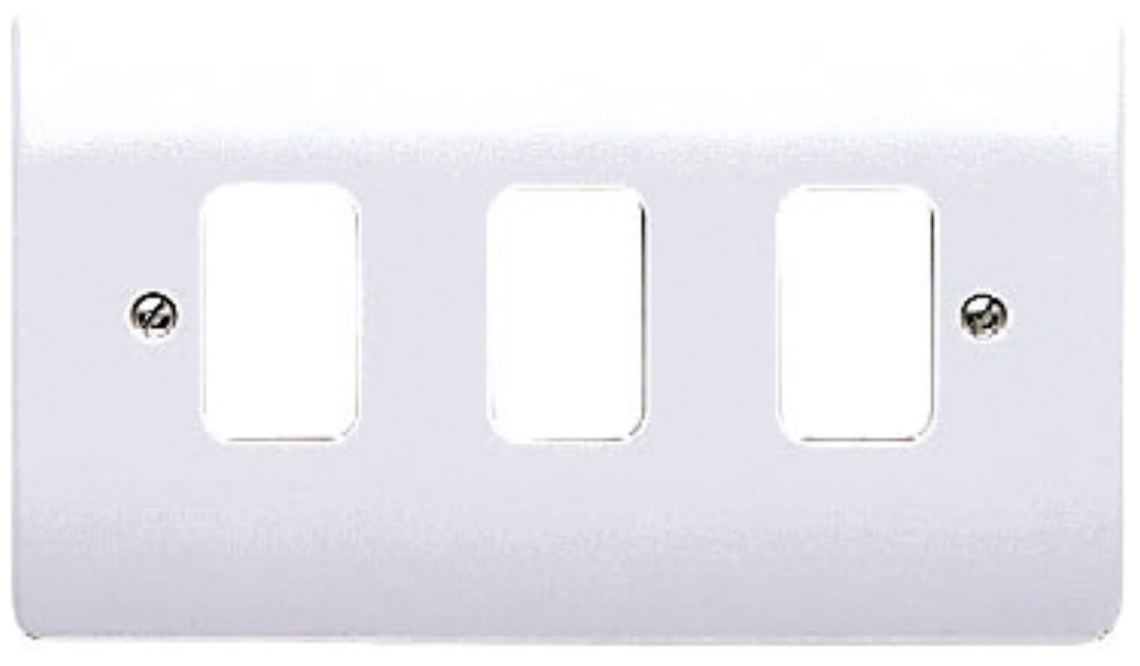 MK Grid 3 Gang Grid Front Plate White