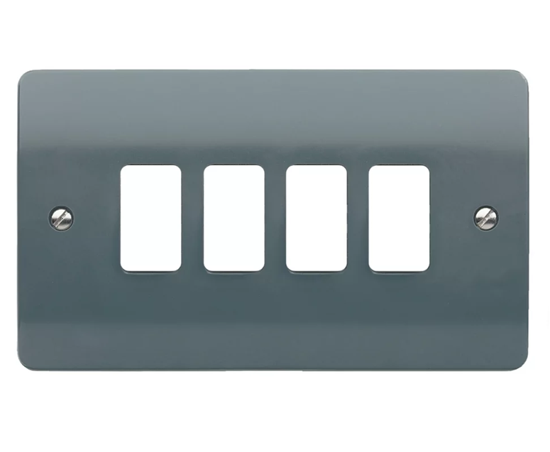 MK Grid 4 Gang Grid Front Plate Graphite