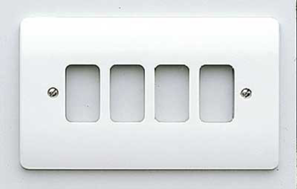 MK Grid 4 Gang Grid Front Plate White