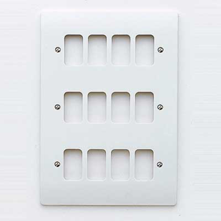 MK Grid 12 Gang Grid Front Plate White
