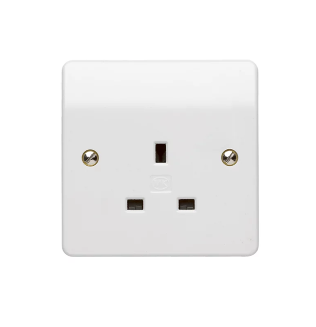 MK Logic Plus 1 Gang 13A Single Unswitched Socket White