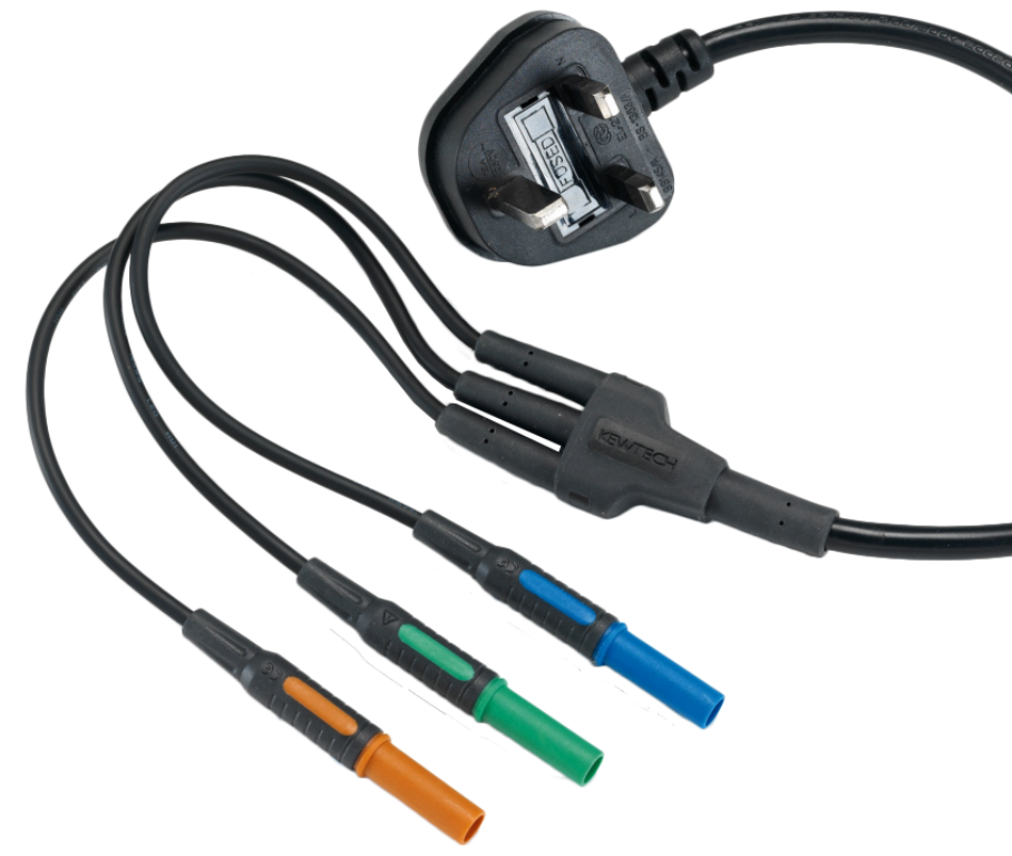 Kewtech Mains Lead with 3 x 4mm Connectors
