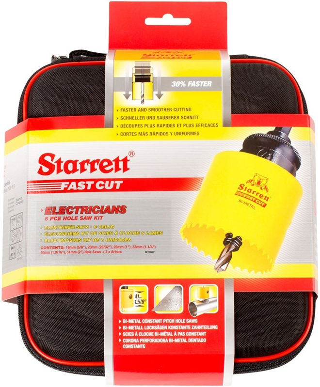 Starrett 6 Piece 16-51mm Holesaw Kit (16/20/25/32/40/51mm)