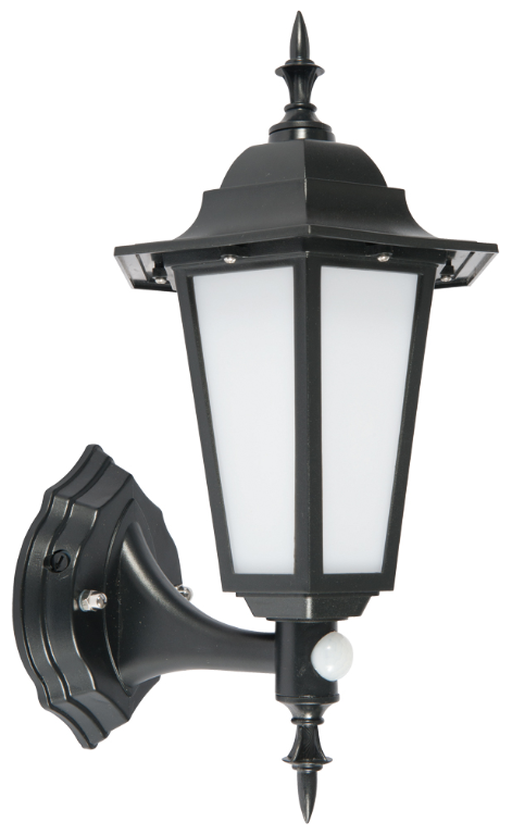 KSR 370lm 7W LED Upward Wall Lantern With PIR Black IP44 4000K