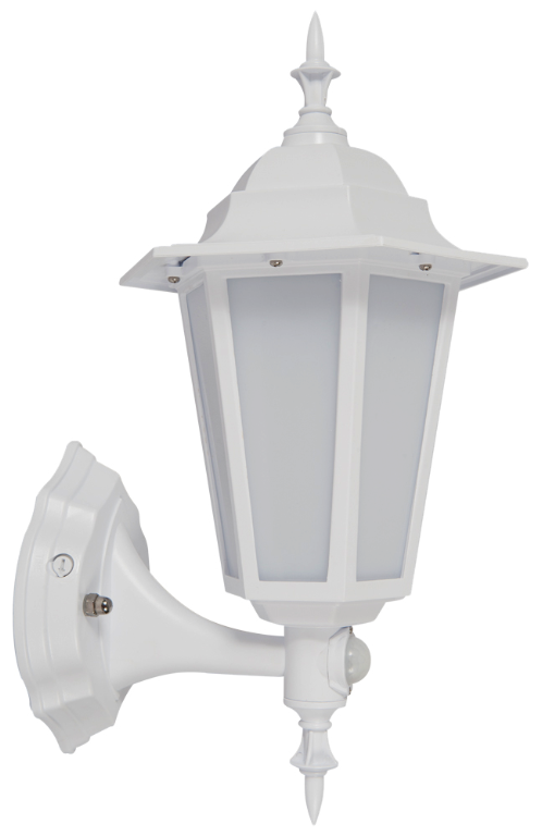 KSR 370lm 7W LED Upward Wall Lantern with PIR White IP44 4000K