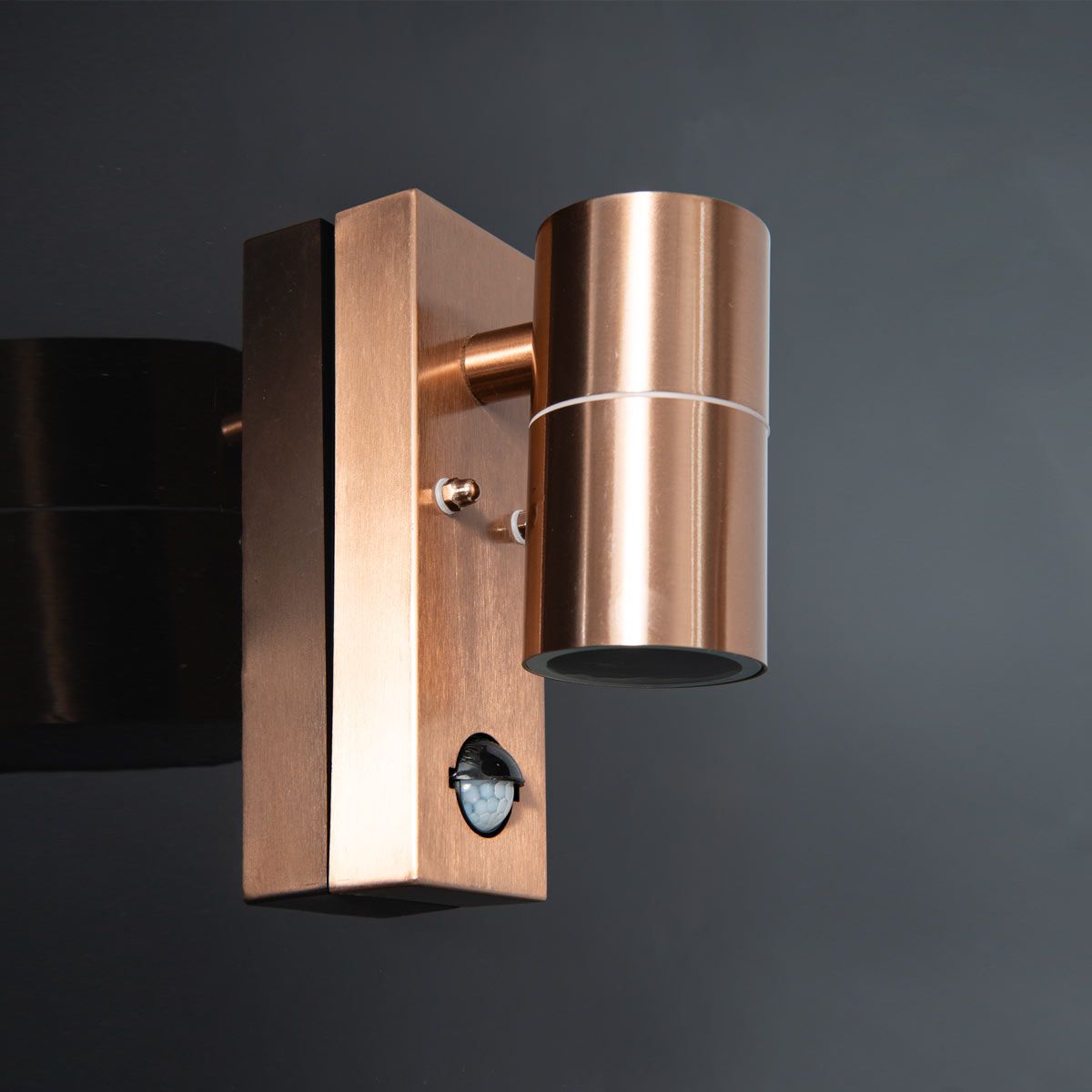 KSR Luso II 1x35W GU10 IP44 Fixed Copper Wall Light with PIR (Lamp not Included)