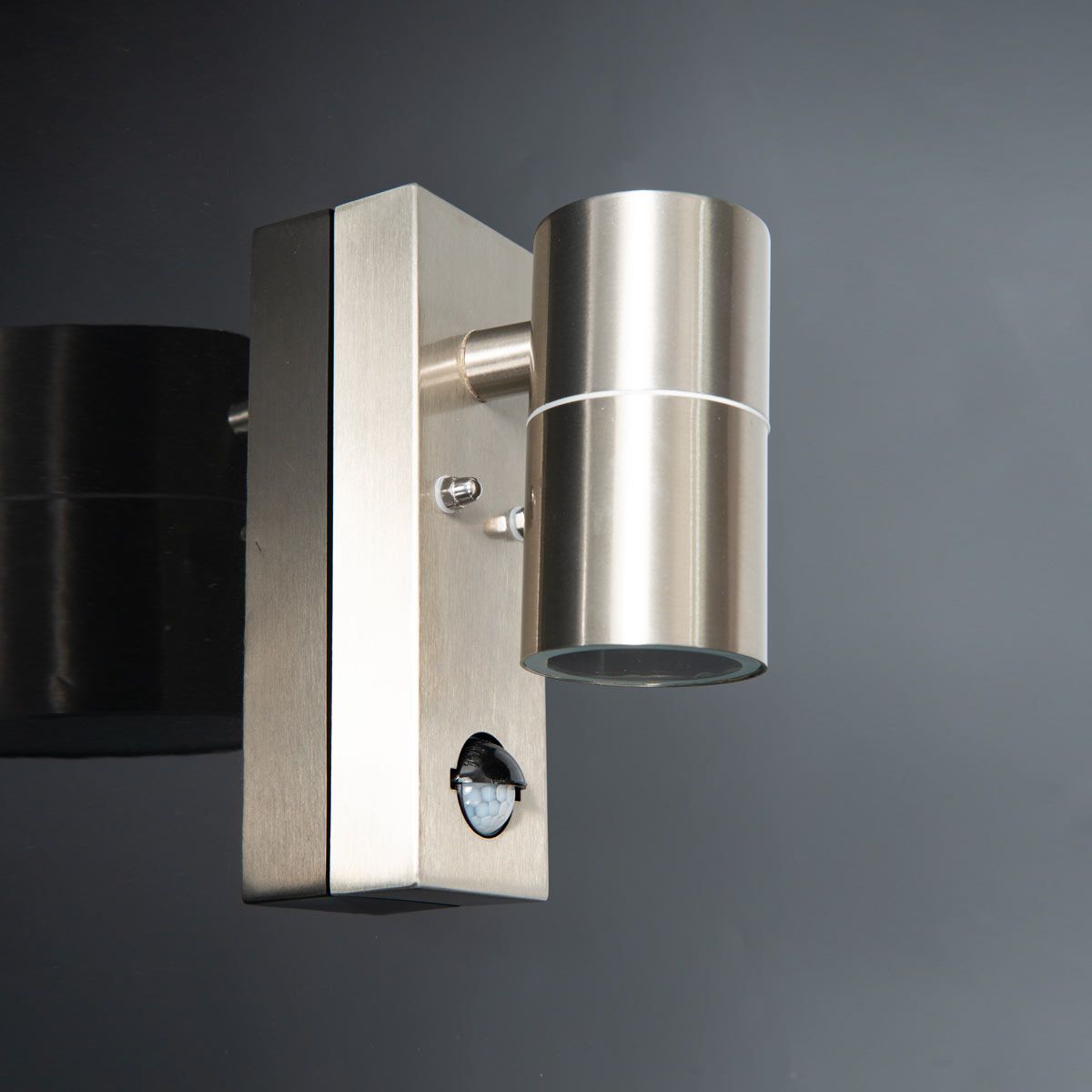 KSR Luso II 1x35W GU10 IP44 Fixed Stainless Steel Wall Light with PIR (Lamp not Included)