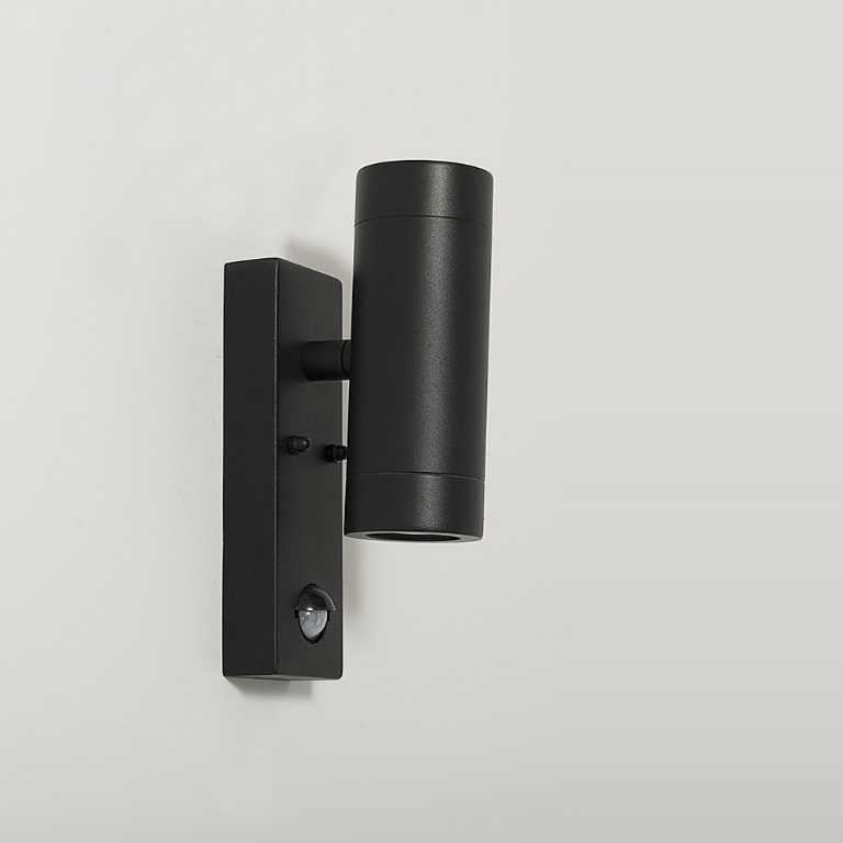 KSR Tulua III 2x35W GU10 Black Up/Down Wall Light With PIR Black (Lamps Not Included)