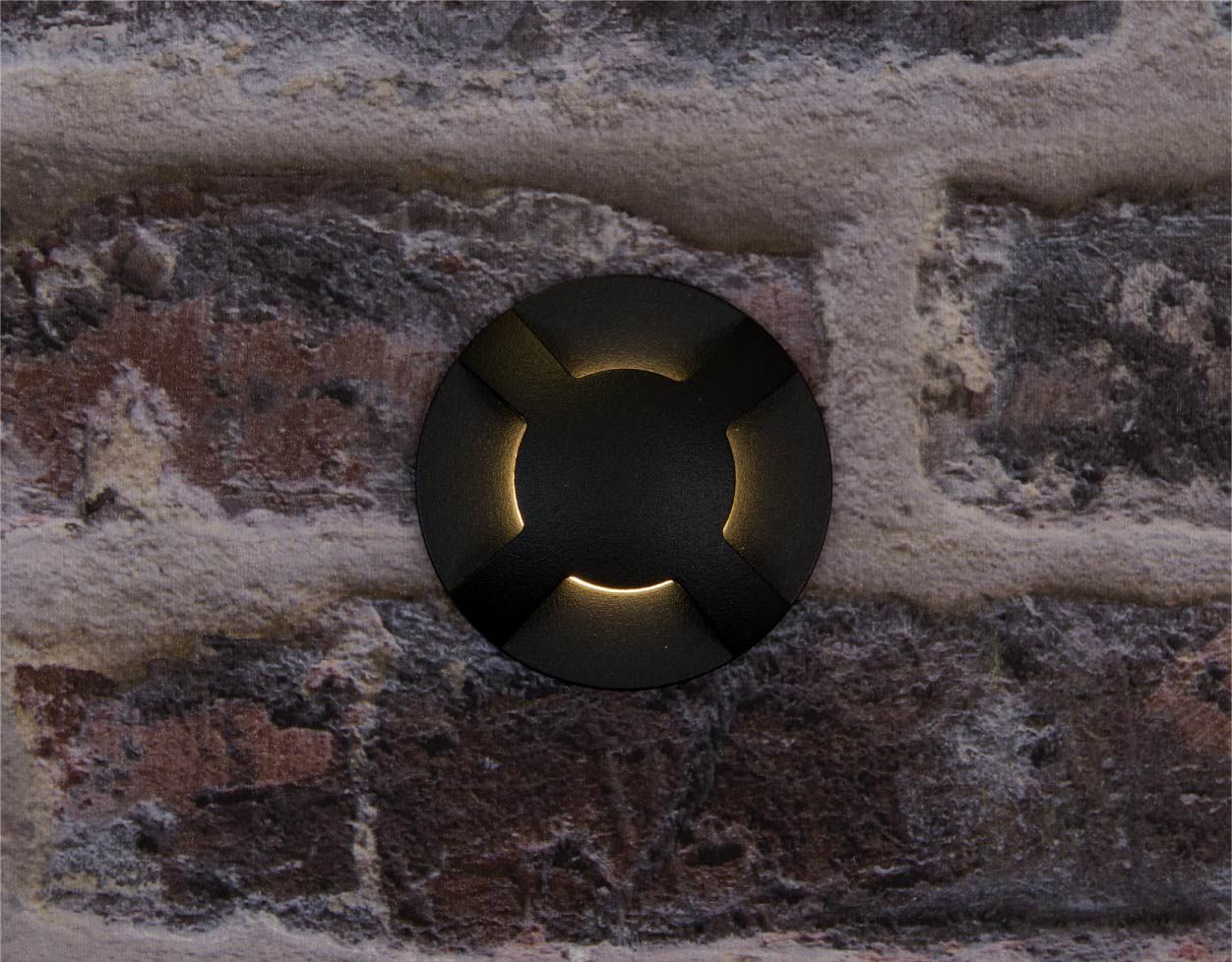 KSR Villas Mini 3W LED Four Way Black Wall/Ground Light 3000K