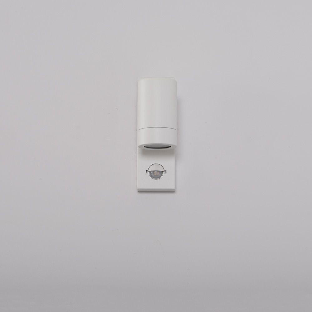 KSR Tulua 1x35W GU10 IP44 White Wall Down Light with PIR (Lamp not Included)