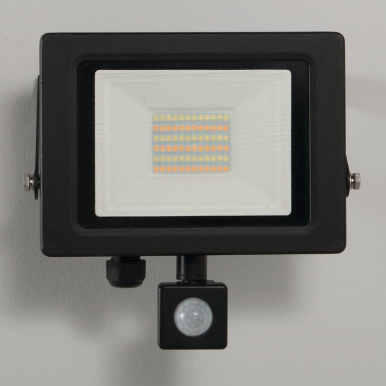 KSR Siena 30W CCT Selectable IP65 LED Floodlight with PIR Black