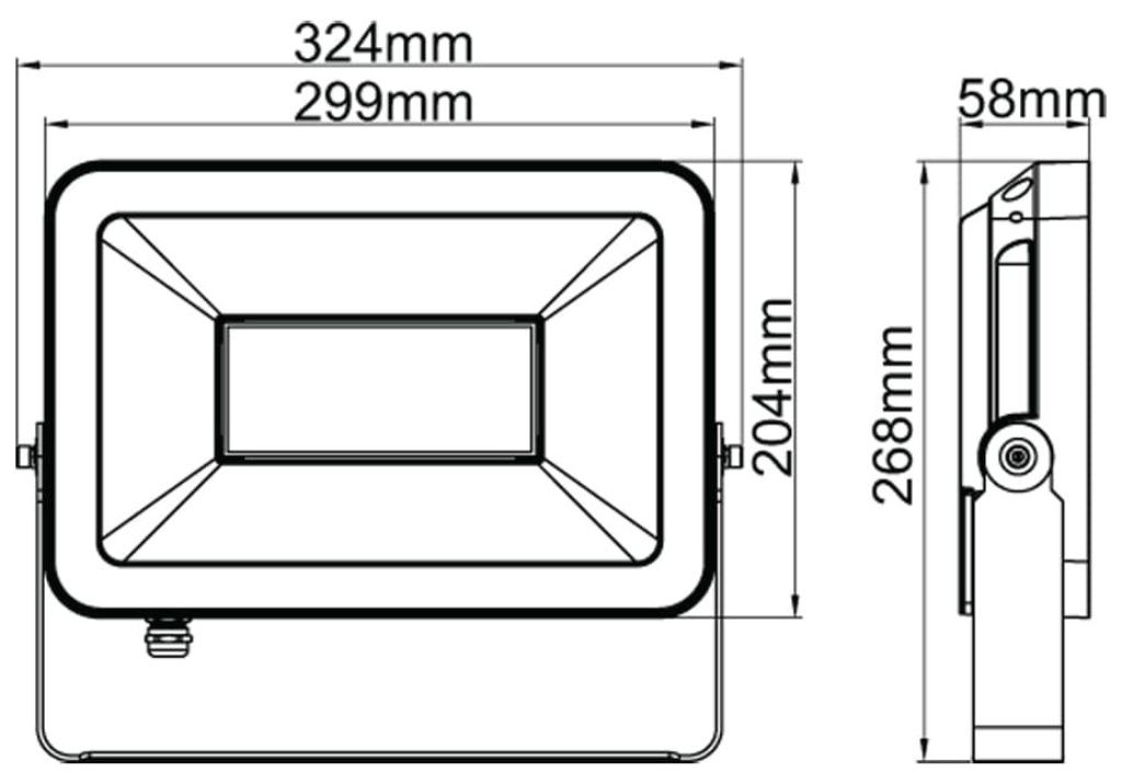 KSR Siena 100W 8400lm IP65 LED Floodlight Black 4000K Cool White | 4