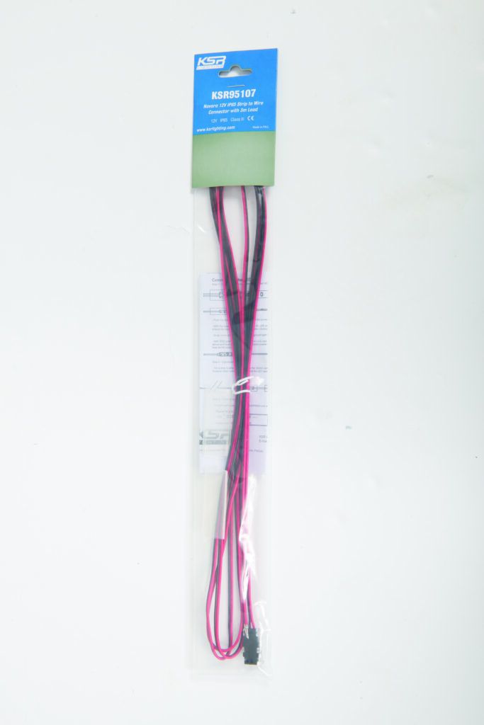 KSR Navara 12V IP65 Single Colour Strip to Wire Connector with 3m lead