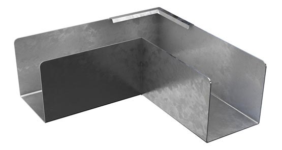 Trench 50 x 50mm Lighting Trunking 90° Bend Top Lid - Pre Galvanised