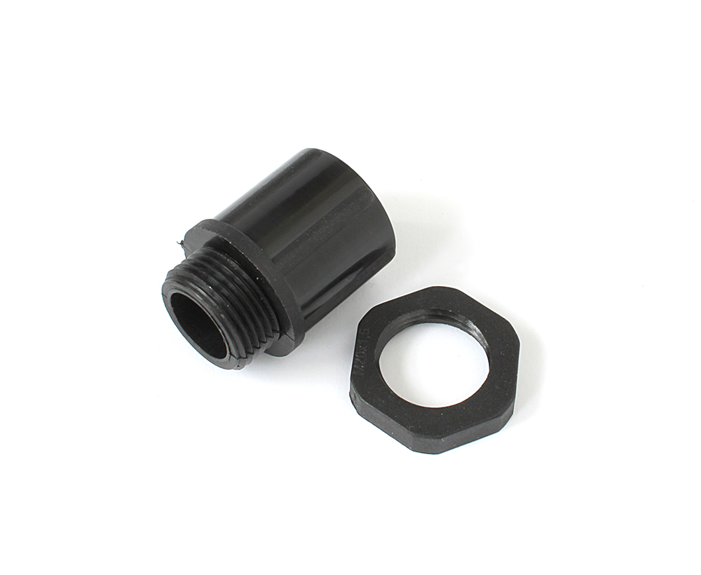Term Tech 20mm Conduit Gland with IP65 Locknut for Spiral Reinforced Conduit Black