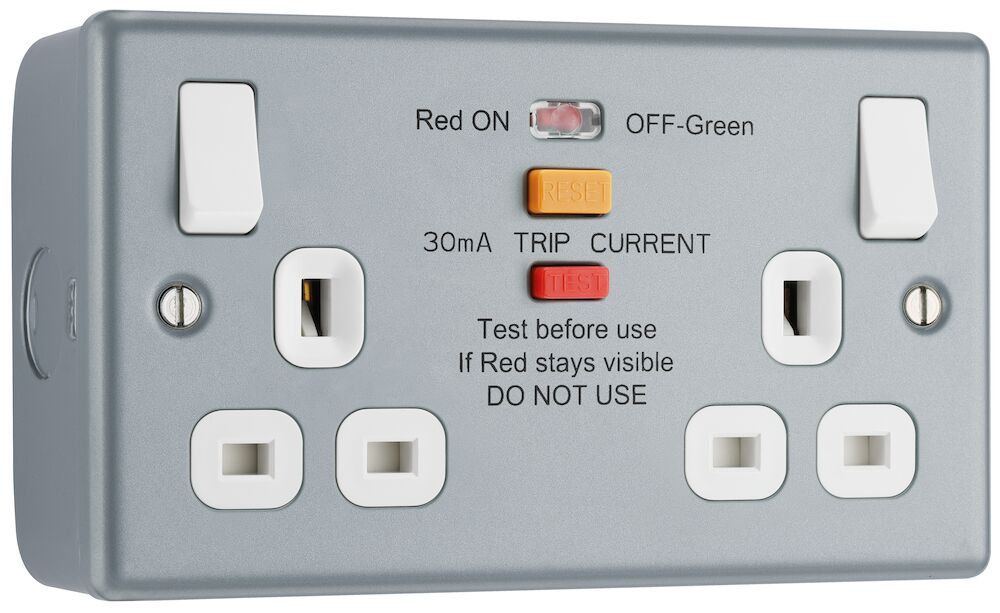 BG Metal Clad 13A 2 Gang Double Switched Socket with Type A Integrated RCD