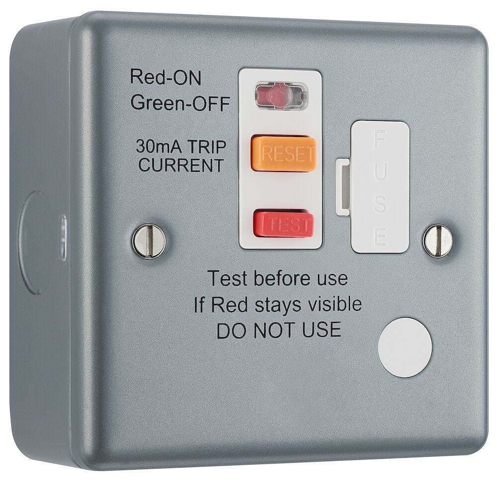 BG Metal Clad 13A 1 Gang Unswitched Fused Connection Unit with Type A RCD Protection