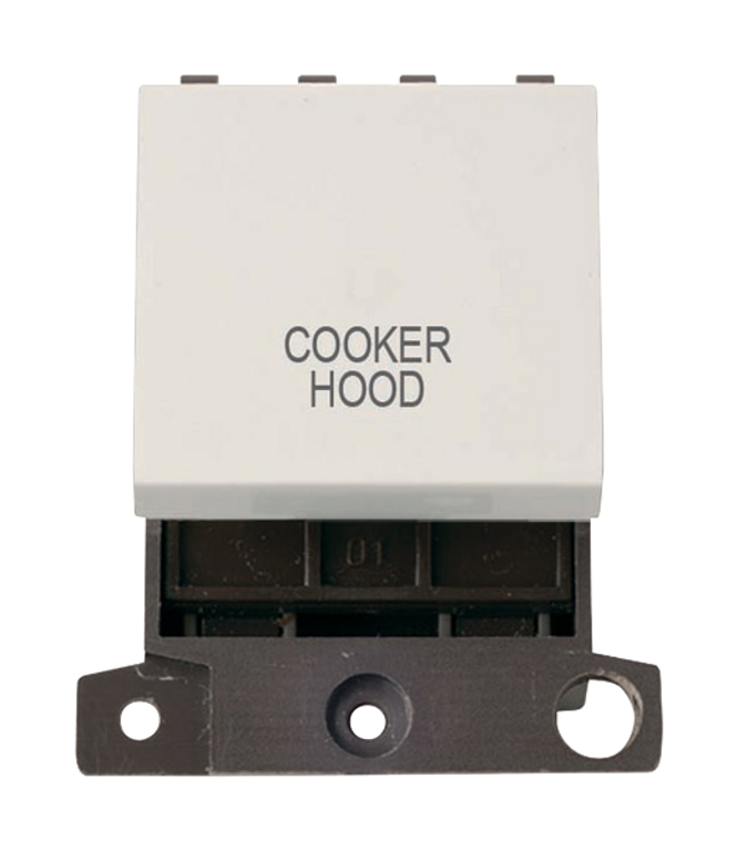 Click Minigrid 20A DP Double Width Switch Module Polar White Engraved "Cooker Hood"