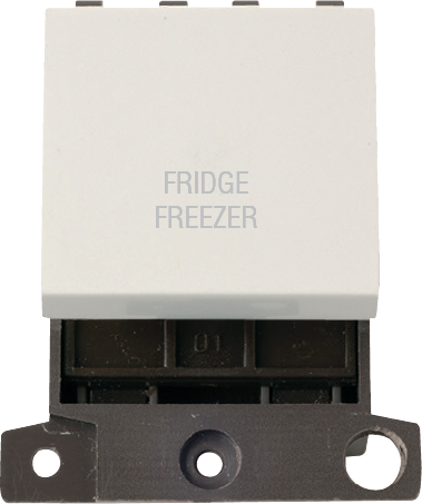 Click Minigrid 20A DP Double Width Switch Module Polar White Engraved "Fridge Freezer"