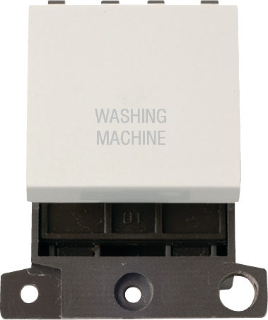 Click Minigrid 20A DP Double Width Switch Module Polar White Engraved "Washing Machine"