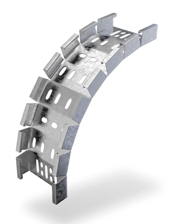 Trench Medium Duty 50mm 90 Deg External Riser Bend 25mm Return Flange - Pre Galvanised