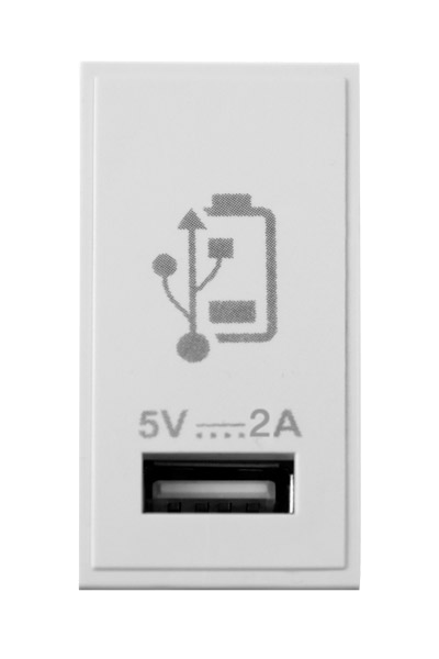 Click New Media 2A 1 Gang USB-A Charging Module White